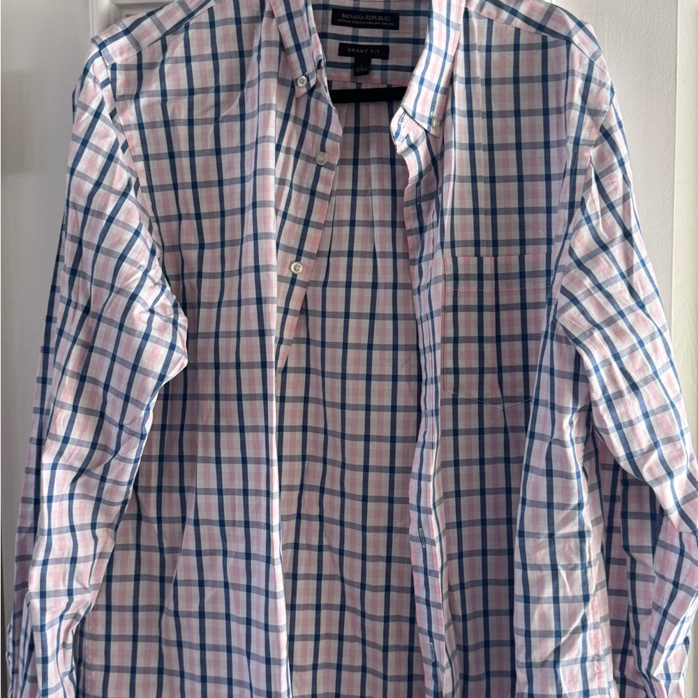 Banana republic Men's Checkered Shirt - Blue and Pink